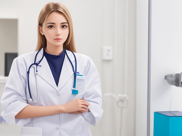 jonge vrouwelijke arts aanbrengen in de kliniek