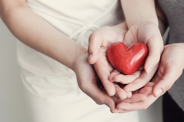 Jonge vrouwen die rood hart houden