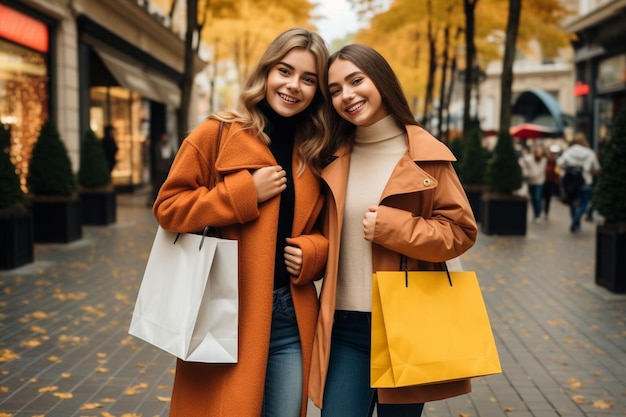 Foto jonge vrouwen met eco-zakken