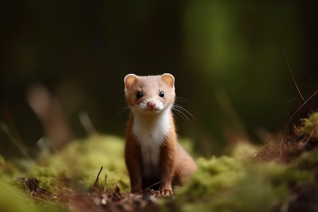 Jonge wezel in het bos genereert ai.