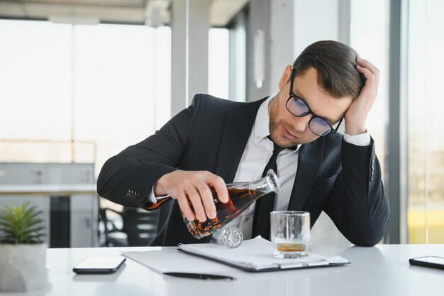 Jonge zakenman drinken van stress