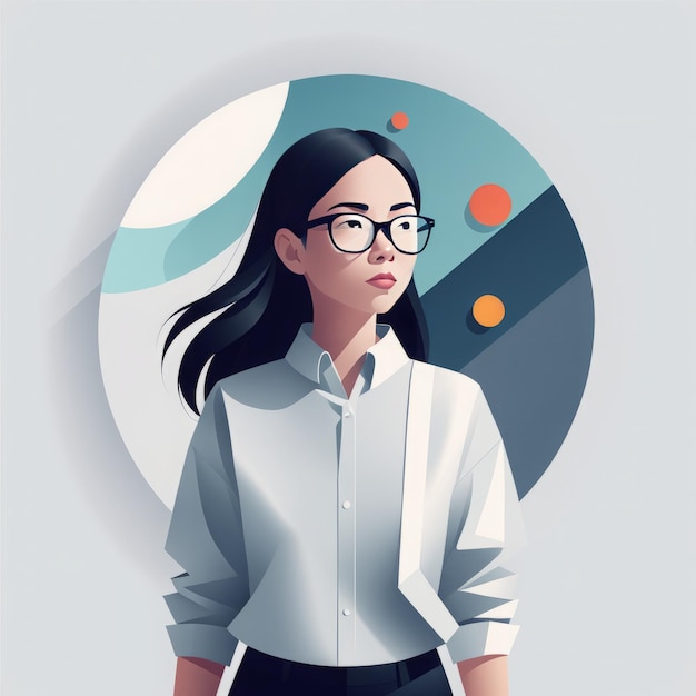 Foto jonge zakenvrouw met bril business concept vector illustratie jonge zakenvrouw met bril