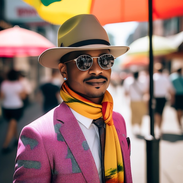 jonge zwarte Afrikaanse man in een stijlvolle hoed en zonnebril jonge zwarte Africanen man in een stijlvolle ha