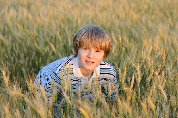 Jongen aan het tarweveld