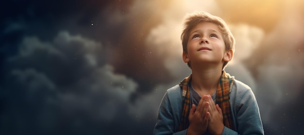 jongen die tegen de hemel bidt Generatieve AI