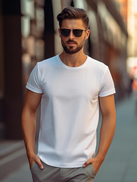 Jongen die witte T-shirt draagt voor modelontwerp