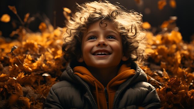 Foto jongen in een herfstpark