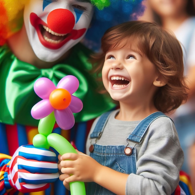 jongen met clown gelukkige kinderen dag