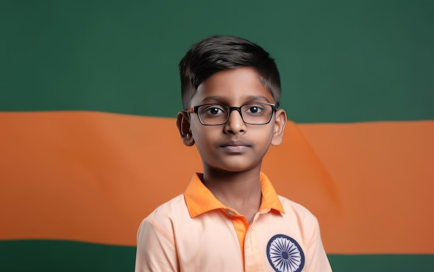 Jongen Met De Vlag Van India