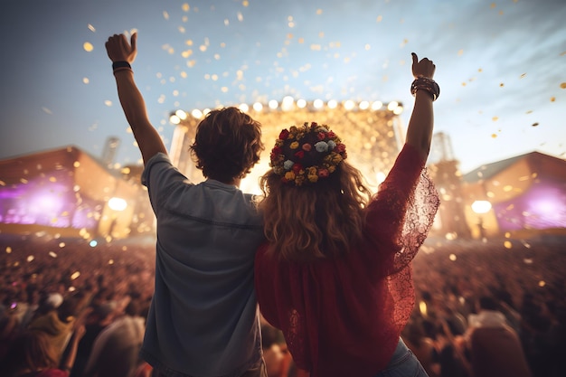 Jongeren genieten op een muziekfestival