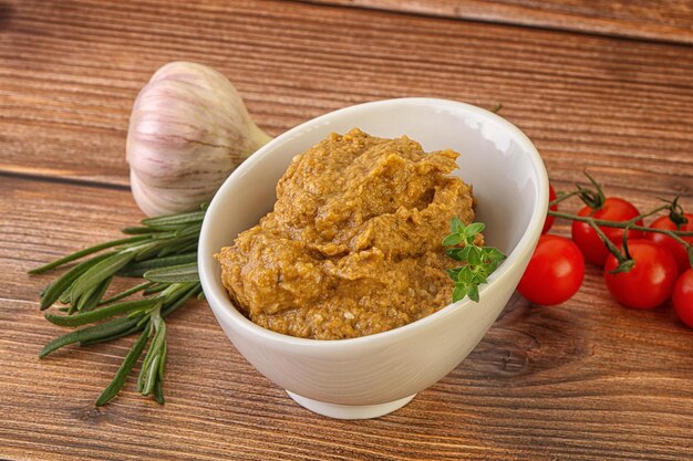 Joodse aubergine dip met olijfolie