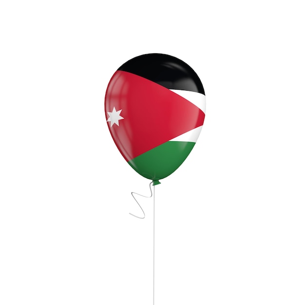 Jordan flag balloon on a string 3D Rendering