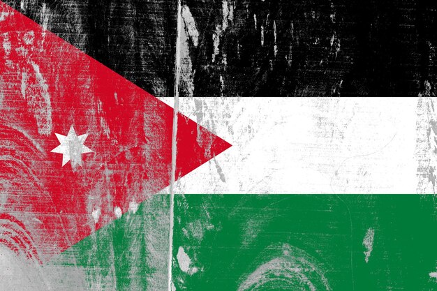 Флаг Иордании нарисован на поврежденном старом деревянном фоне