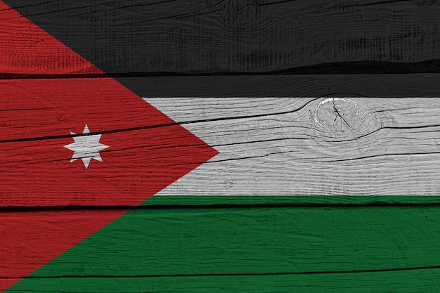 Jordan flag painted on old wood plank