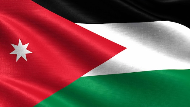 Jordan flag, with waving fabric texture