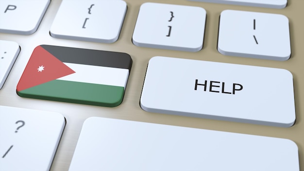Иордания Концепция помощи 3D иллюстрация Флаг страны с текстом на кнопке