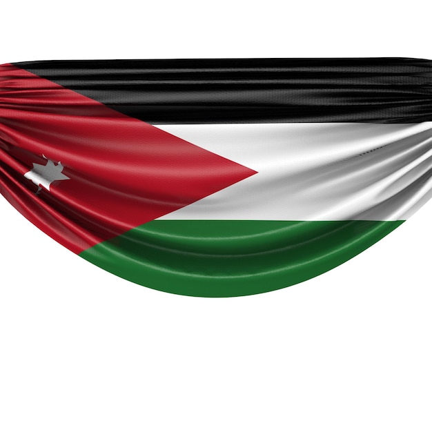 Jordan national flag hanging fabric banner 3D Rendering