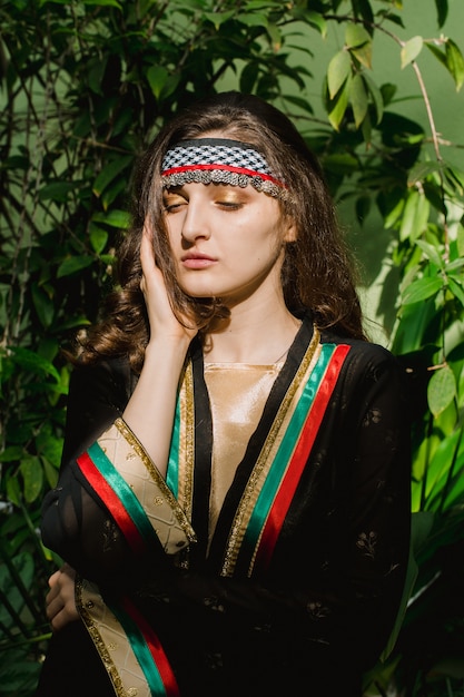 Jordanian woman in the national costume of the Arab state