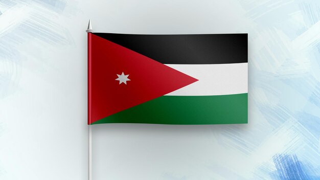 Jordanië 3D geeft vlag op een blauwe textuurachtergrond terug