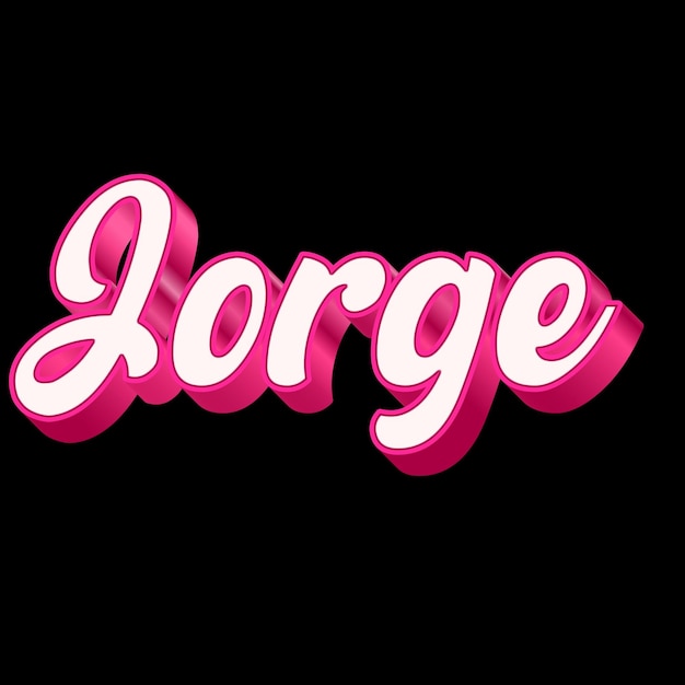 Jorge Typography 3D Design Pink Black White Background Photo JPG