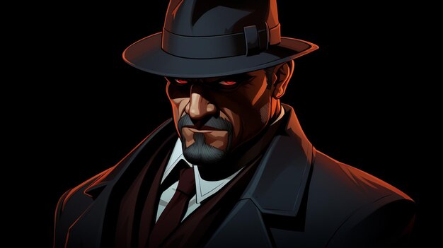 Photo joseph a dark cartoon gangster in 2d game art style