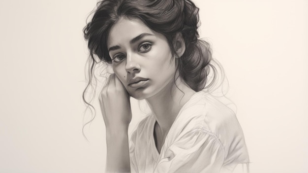 Joseph Pencil Sketch A Captivating Portrait Of A Young Craftswoman