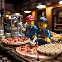 Photo jouet monde lego quand legoland combine une aventure de police avec de la pizza savoureuse