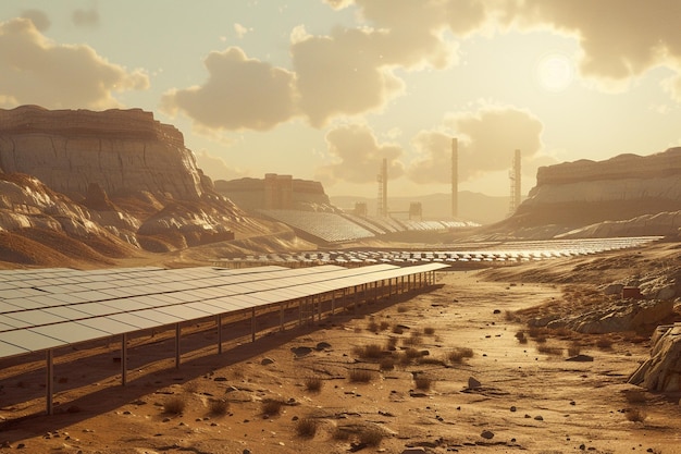 Journey to the desert where a solar power plant bl generative ai