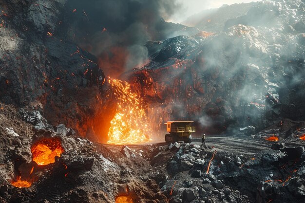 Foto viaggio al limite del pericolo con i minatori mentre generano ai