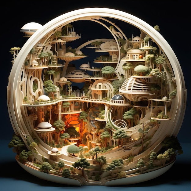 Journey to a futuristic city on another planet through a detailed paper sculpture