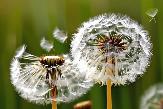 Photo a journey of new beginnings dandelion seeds floating on breeze