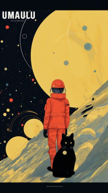 Foto un viaggio di ricordi un'avventura sul marciapiede del bauhaus con un astronauta e un gatto demiurgo