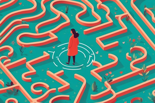 Photo journey to selfdiscovery navigating the maze of selflove in flat vector illustration