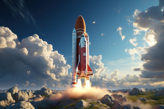 Journey to the Stars Rocket Soaring into Space Generative AI