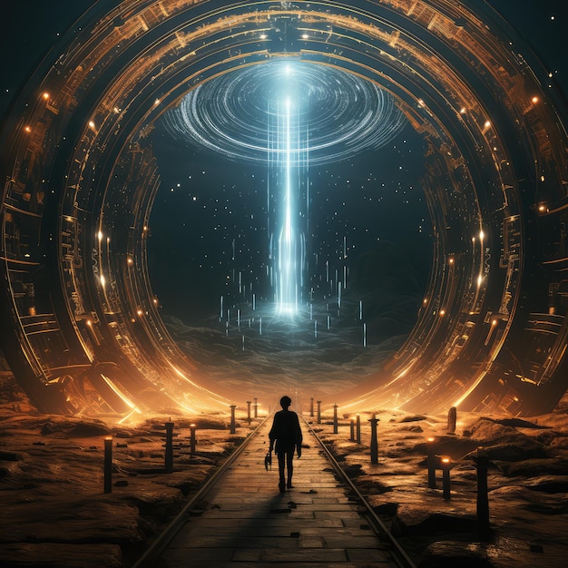 journey through the portal concept illustration