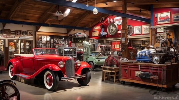 Journey Through Time A Visual Spectacle of Classic Cars at a Vintage Auto Mechanic's Shop