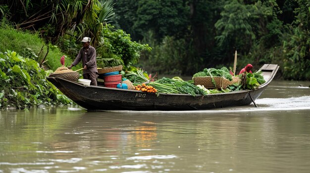 Photo journeying through the waters a villagers winter vegetable trade in bandarban bangladesh