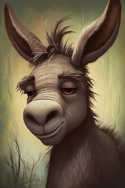 The Jovial Old Donkey A Colorful ComicStyle Digital Portrait