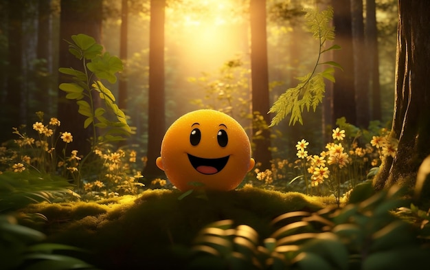 Joy emoji on realistic background World Emojis Day Generative Ai