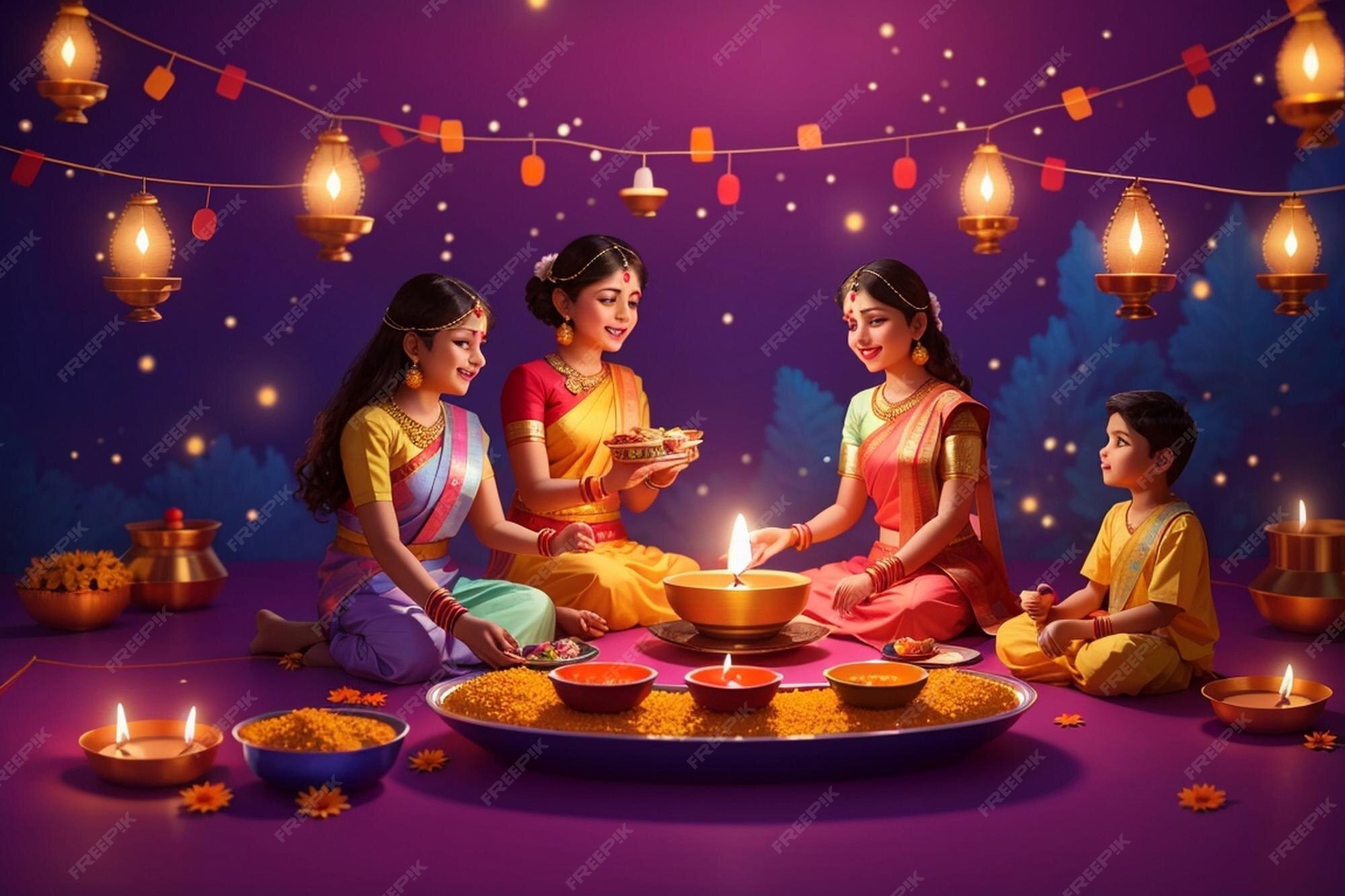 Premium AI Image Joy Of Families Coming Together To Celebrate Diwali premium-ai-image-joy-of-families-coming-together-to-celebrate-diwali