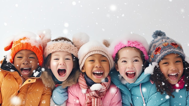 Photo joy happy snow background