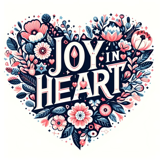 Photo joy in heart text love typography