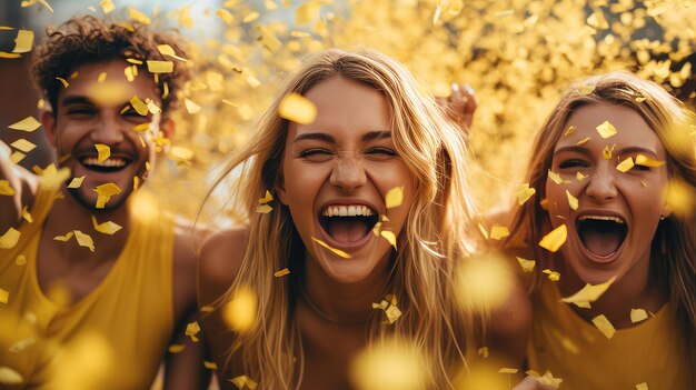 Foto confetti gialli della gioia