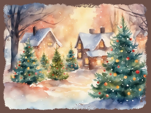 Joyful And Abundance Christmas Trees Illustration