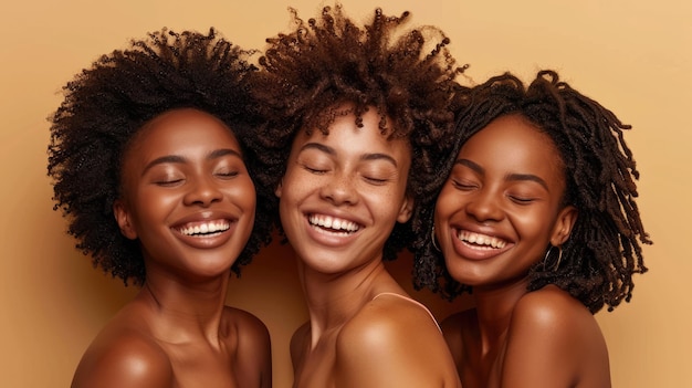 즐거운 아프리카계 미국인 여자 들 이 함께 웃고 있다