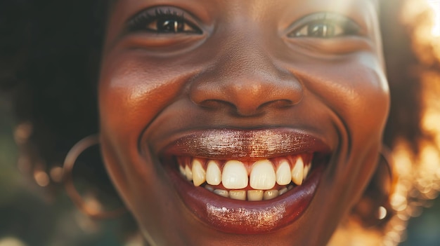 Joyful African Woman with Bright Smile Closeup