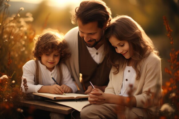 The Joyful Art of Calligraphy An Outdoor Family Experience Captured in HighQuality Photo AR 32