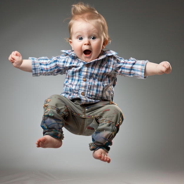 Joyful Baby Jumping in the Air