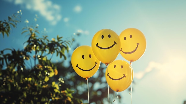 Photo joyful balloon family happiness anthropomorphic smiley face concepts family balloon ai generative