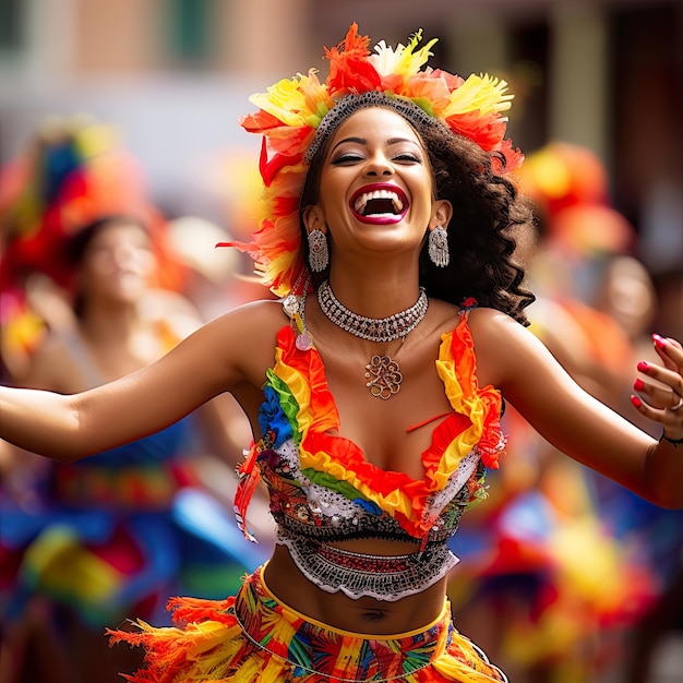 Foto joyful beats la performance energica di una ballerina colombiana al festival folklorico